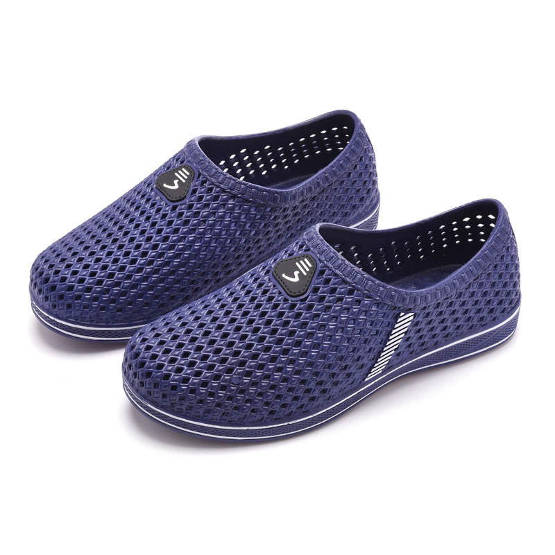Hole Shoes Men's New Non-slip Deodorant Wear-resistant Thick-soled Mesh Shoes Men's Fashionable Breathable Trendy Sports Toe Shoes