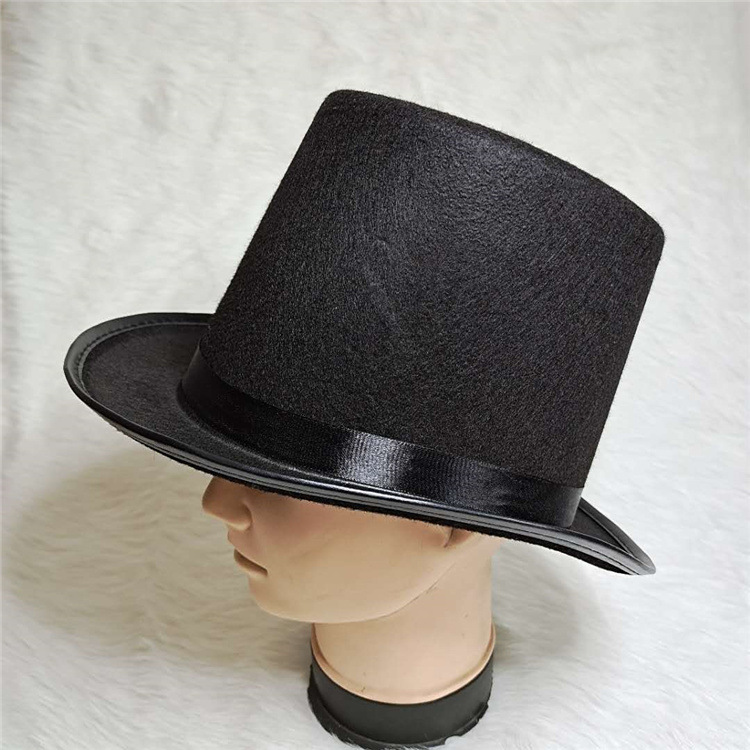 Factory spot Halloween magician hat non-woven performance gentleman High Hat Black Lincoln multi-style felt hat
