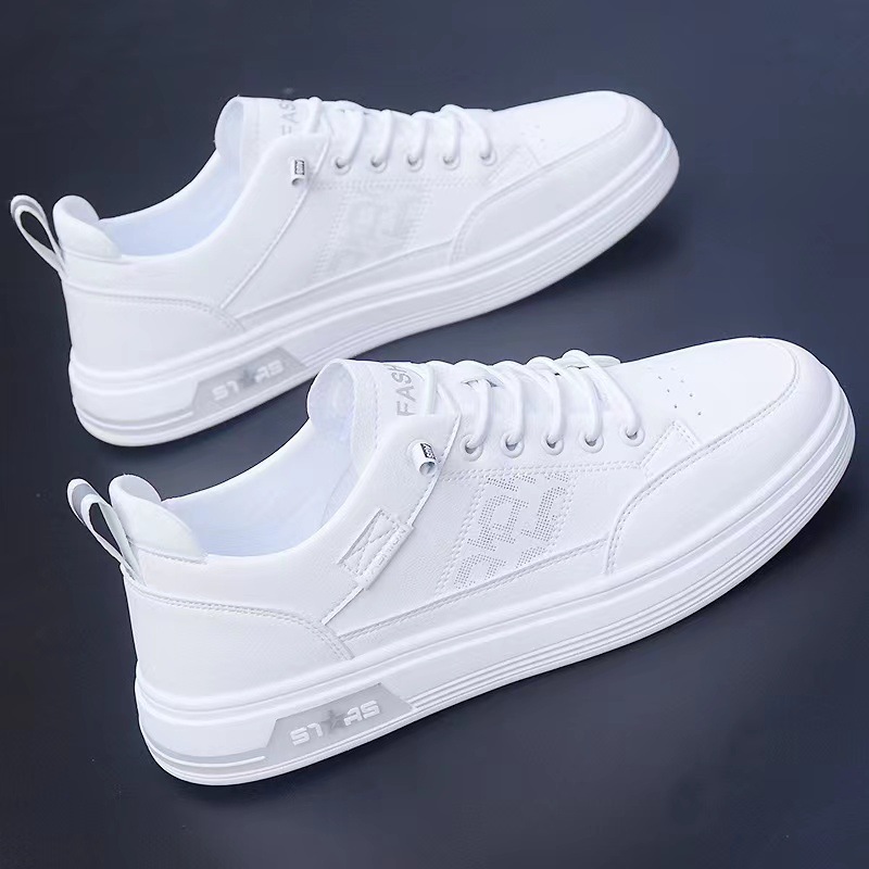 Men's Shoes 2023 New Summer Breathable White Shoes Korean Style Trendy All-match Slip-on Sports Casual Soft Sole Trendy Shoes