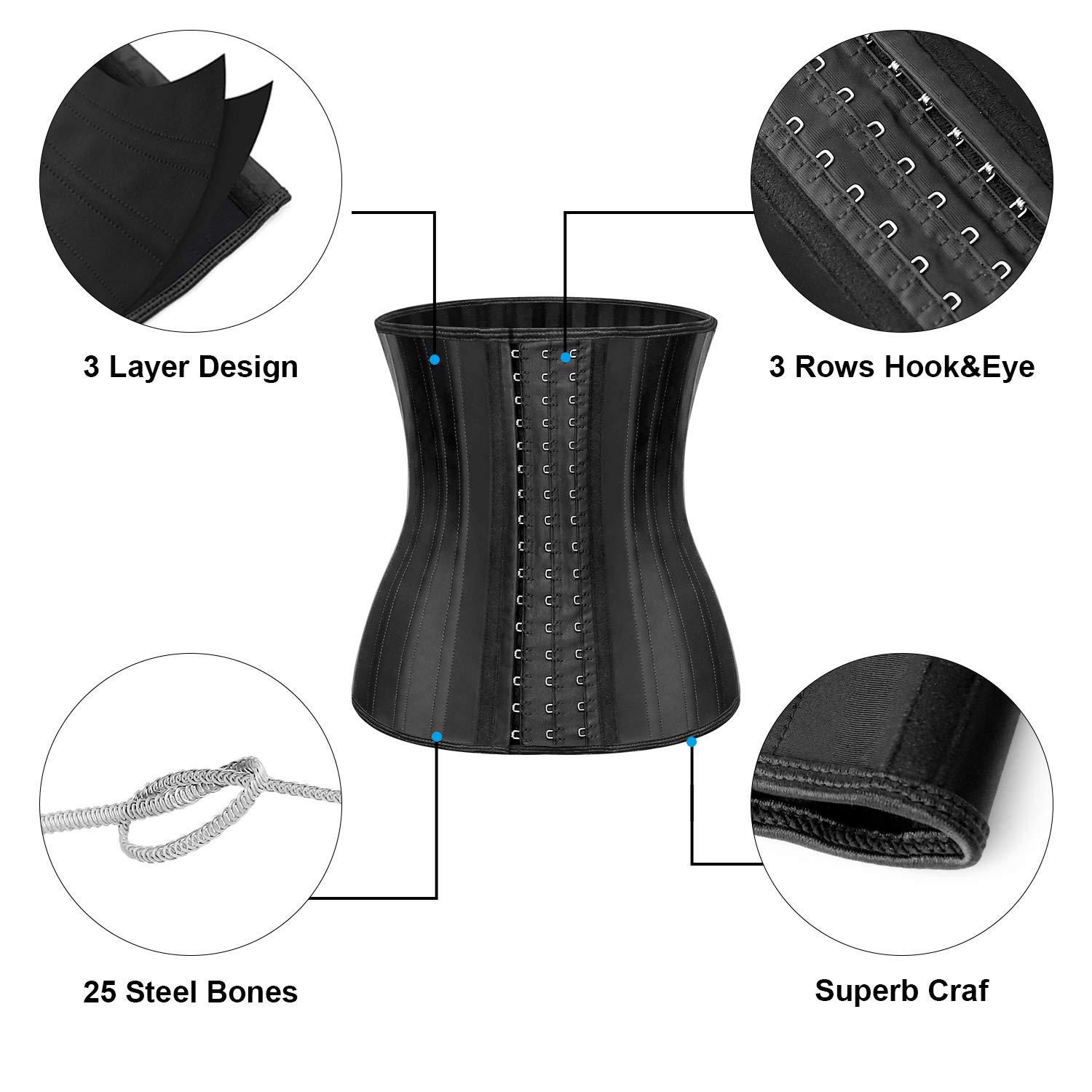 3-row 16-button 2-layer matte glossy latex corset corset25 steel bone waist trainer plastic