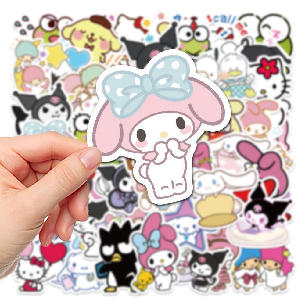 100 Sanrio Mixed Stickers Kulomi Yugui Dog melody TK Cartoon Hand Account Decorative Stickers Wholesale