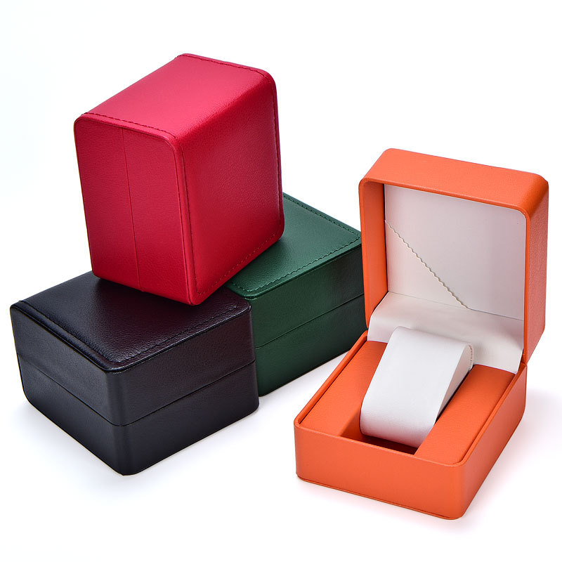 Black high-end sense flip PU leather watch box fashion watch jewelry storage box bracelet gift box wholesale