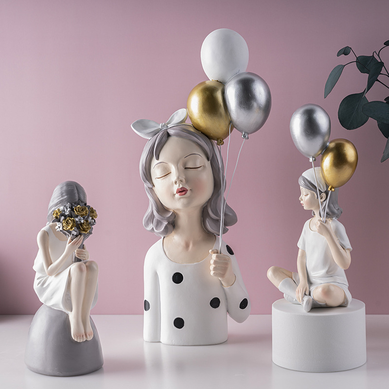 Balloon Girl Living Room Modern Accent Decorations for Instagram Bedroom Teenager Crafts Creative Birthday Gift