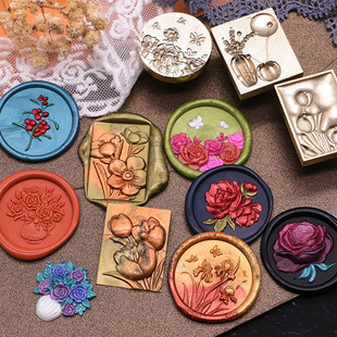 Fire Paint Seal Plant Series Tulip Rose Rose Artistic Fire Paint Seal Creative Seal Wax Gift