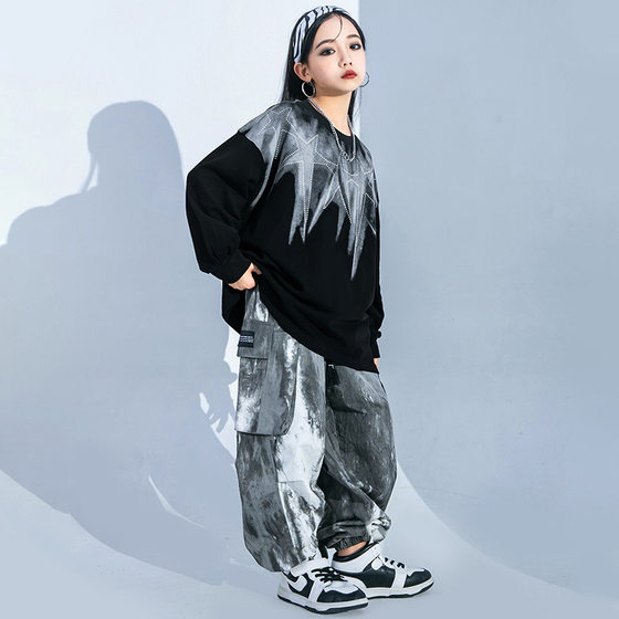 Hip hop children's fashion clothes boys' hip hop dance practice clothes suit girls' cool handsome performance clothes children's performance clothes
