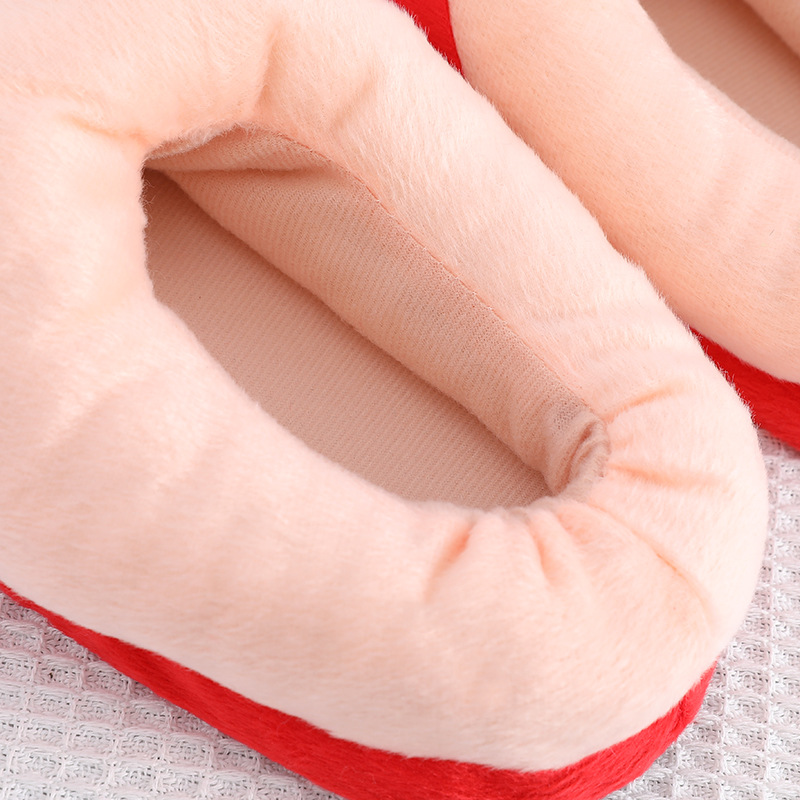 Spot creative cute funny big feet cotton slippers women's autumn and winter lovers men's spoof indoor warm personality_voghion.com
