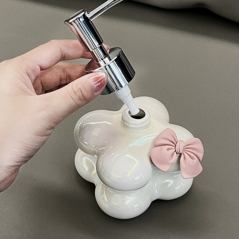 Light Luxury Ceramic Cloud Two-Ball Lotion Bottled Body Soap Facial Cleanser Press Bottle Shampoo Hand Soap Bottle