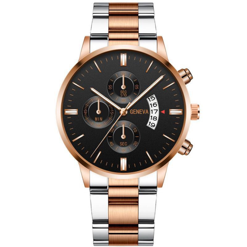Heißes Angebot Explosive Drei-auge herren Stahl Gürtel Uhr Business Freizeit Kalender Quarzuhr männer Spot_voghion.com