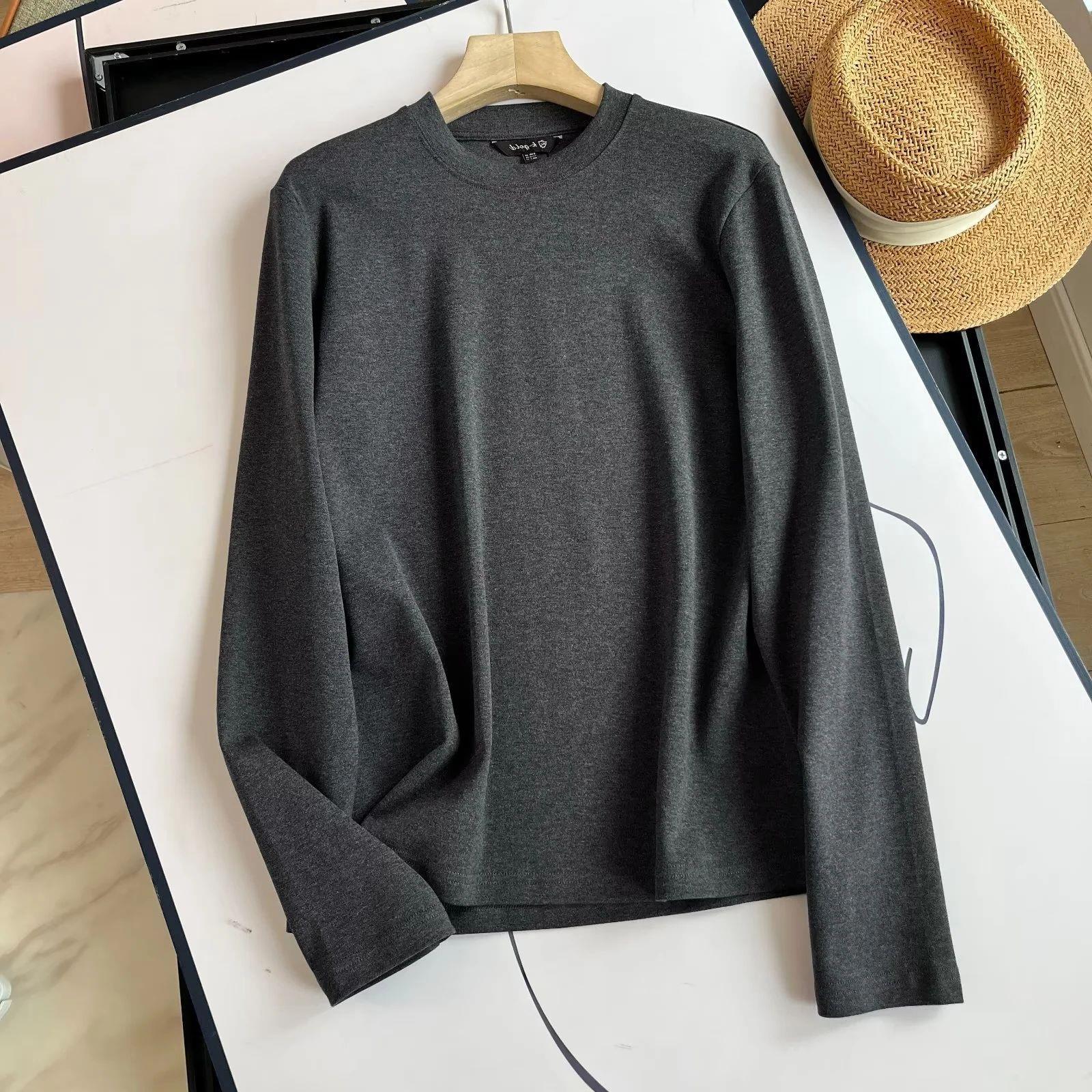 BM & MD & ZA Spring Women's Basic Joker Base Shirt Solid Color Fashion Simple Long Sleeve T-shirt 06884905251