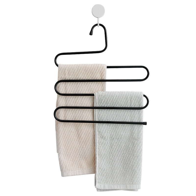 Upgraded non-slip stainless steel thickened thickened multi-layer S-type non-slip multi-functional hanger pants rack towel belt rack