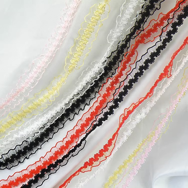 1.5cm colorful elastic fish silk elastic band clothing accessories wave ribbon decorative lace neckline material