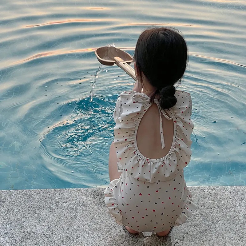 Cartoon printing girls' swimwear female baby summer backless one-piece swimsuit tide children's out-of-home swimwear wholesale