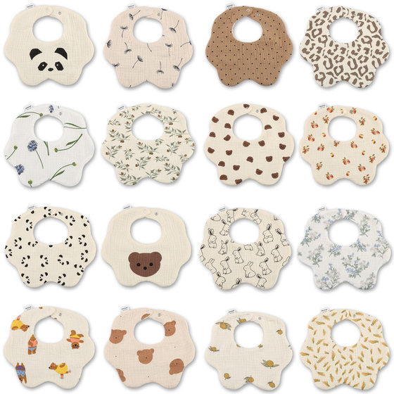360 degree petal children's bib newborn drool baby drool towel class a cotton six-layer gauze baby bib