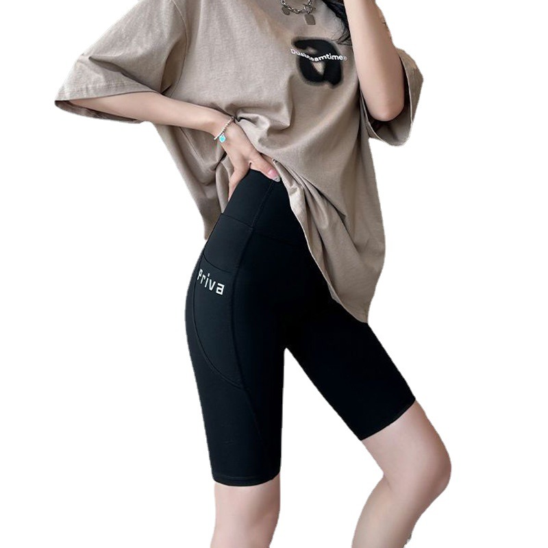 Summer Thin Five-point Shark Pants Women's Outer Wear Pocket Riding Pants Shorts Belly-lifting Hip Barbie Women's Leggings