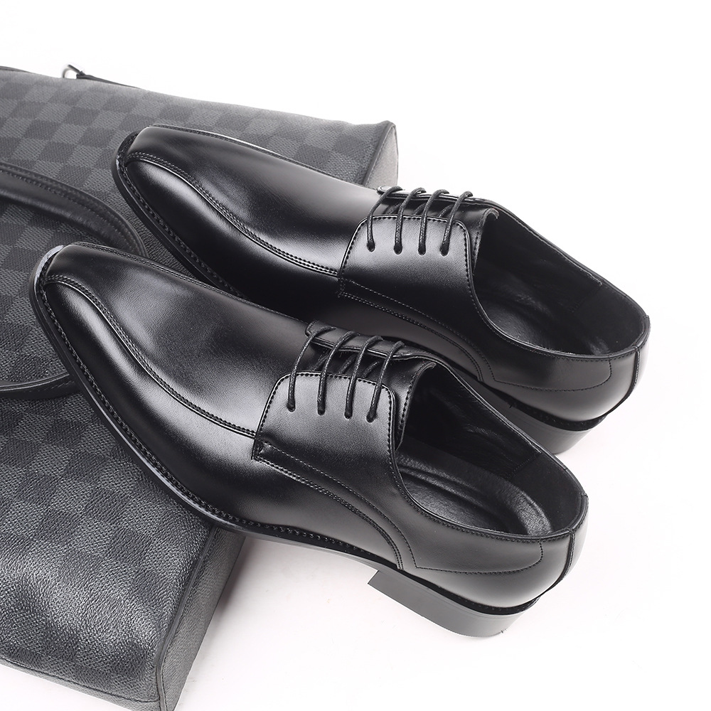 2024 New Fashion casual leather shoes Japanese fashion formal business men's shoes lace-up plus size pointed toe foreign trade shoes