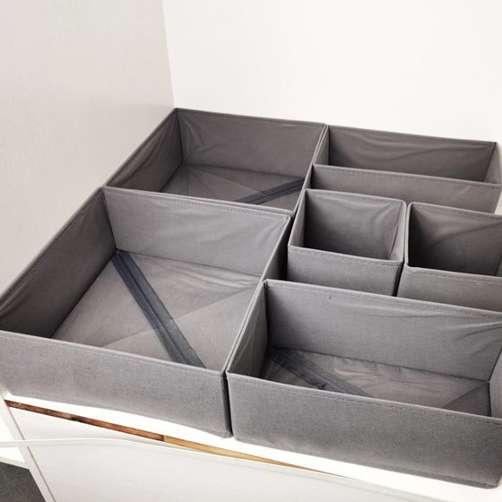 Wholesale cross-border non-woven storage box socks bra underwear drawer-style six-piece finishing foldable storage box