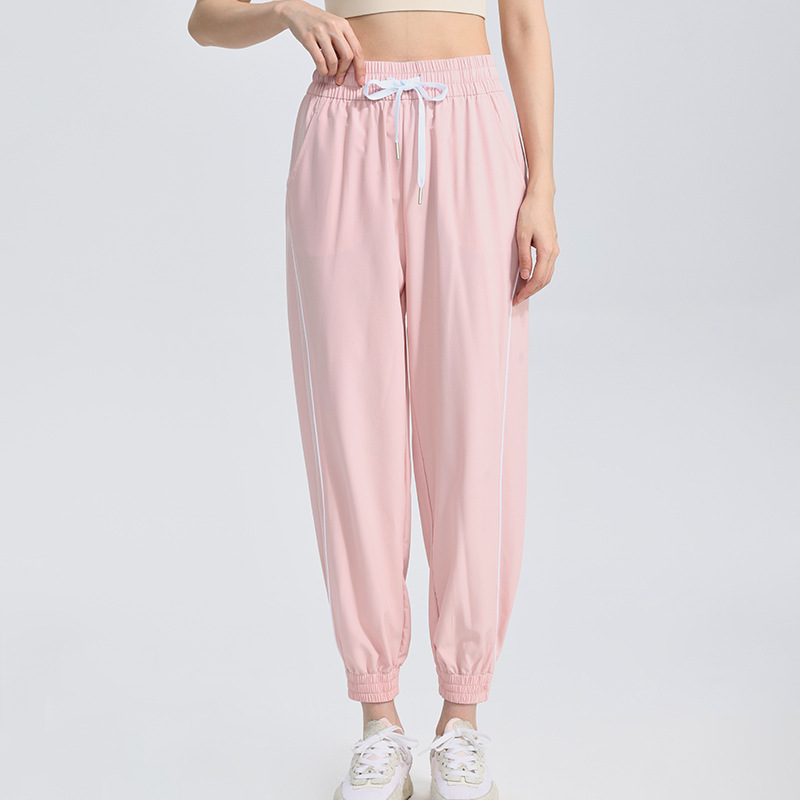 New sports trousers women's loose casual slimming breathable fitness pants drawstring ankle-tied running quick-drying yoga trousers