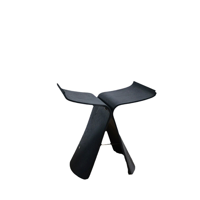 Cross-border butterfly chair creative chair fashion low stool footrest solid simple modern wood Japanese solid wood chair designer