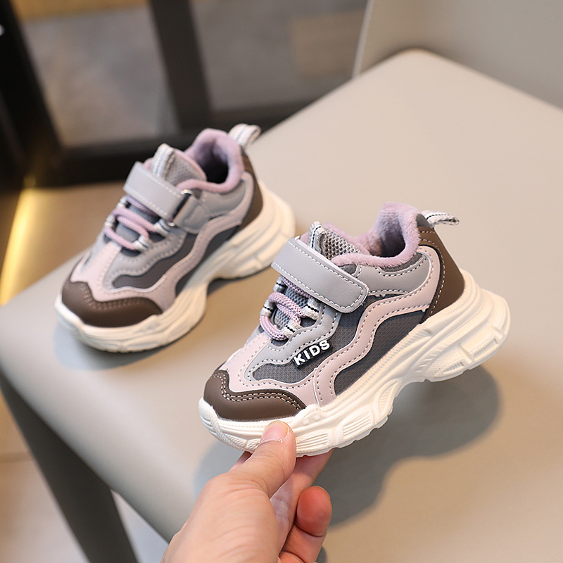 Winter new children's sneaker lightweight boys and girls daddy shoes Children's running shoes warm thin velvet two cotton shoes