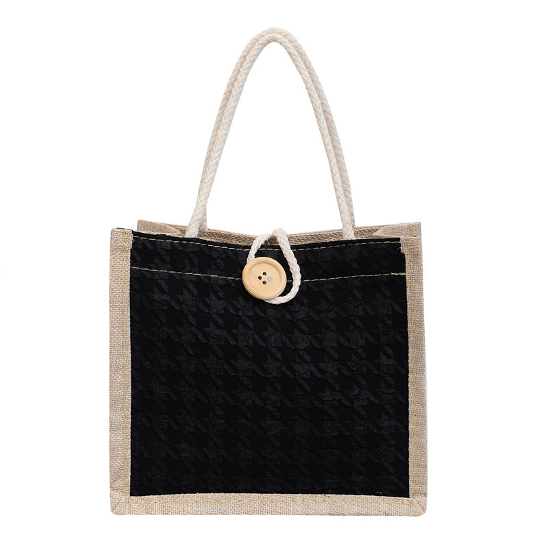 Internet Popular Floral Canvas Bag Handbag Bag Women's 2023 Western Style Work with Meal Simple Hand-Carrying Lunch