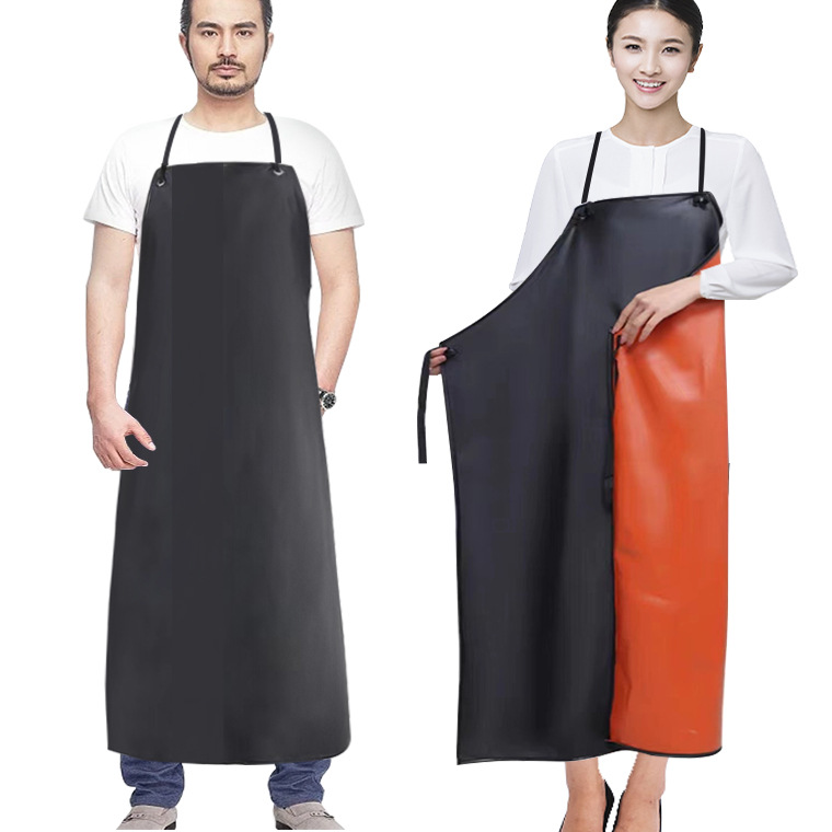 Compound red black pvc apron Orange black double color pvc apron waterproof oil resistant mild acid and alkali resistant apron