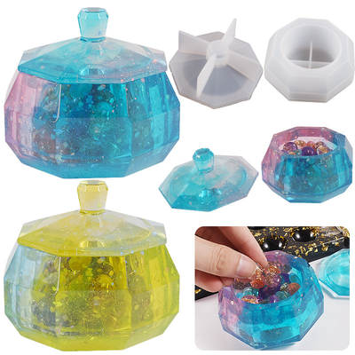 DIY Crystal epoxy storage box mold cut gem storage box jewelry storage epoxy resin jar silicone grinding