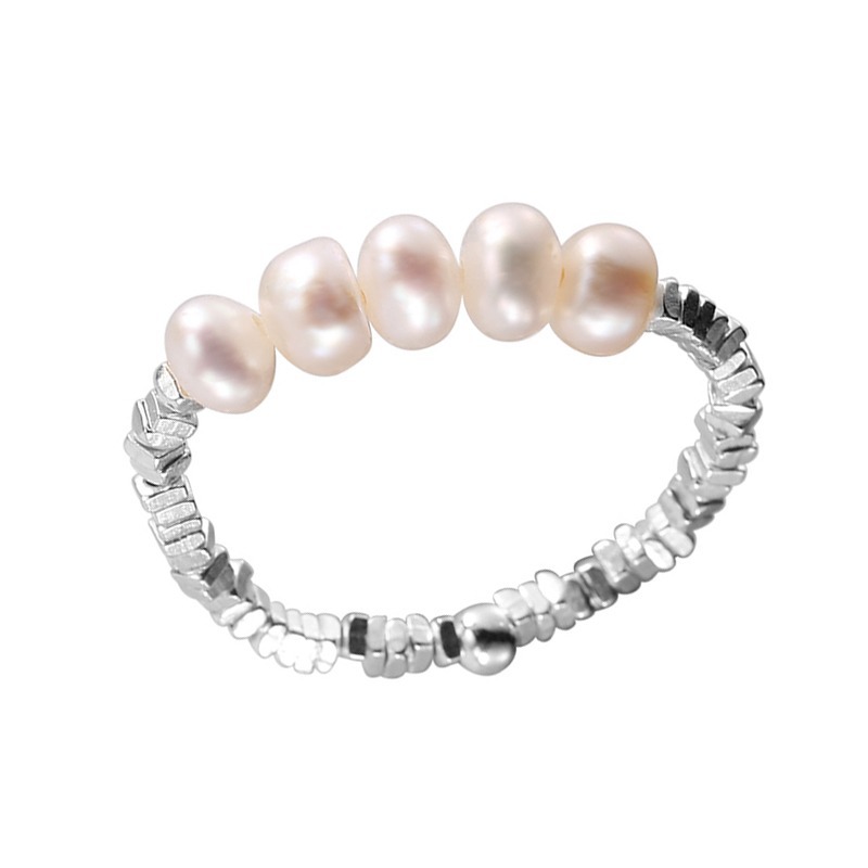 New Style Broken Silver Pearl Ring Women's Niche Design ins Fashionable Sexy Finger Ring Design All-Match Ring