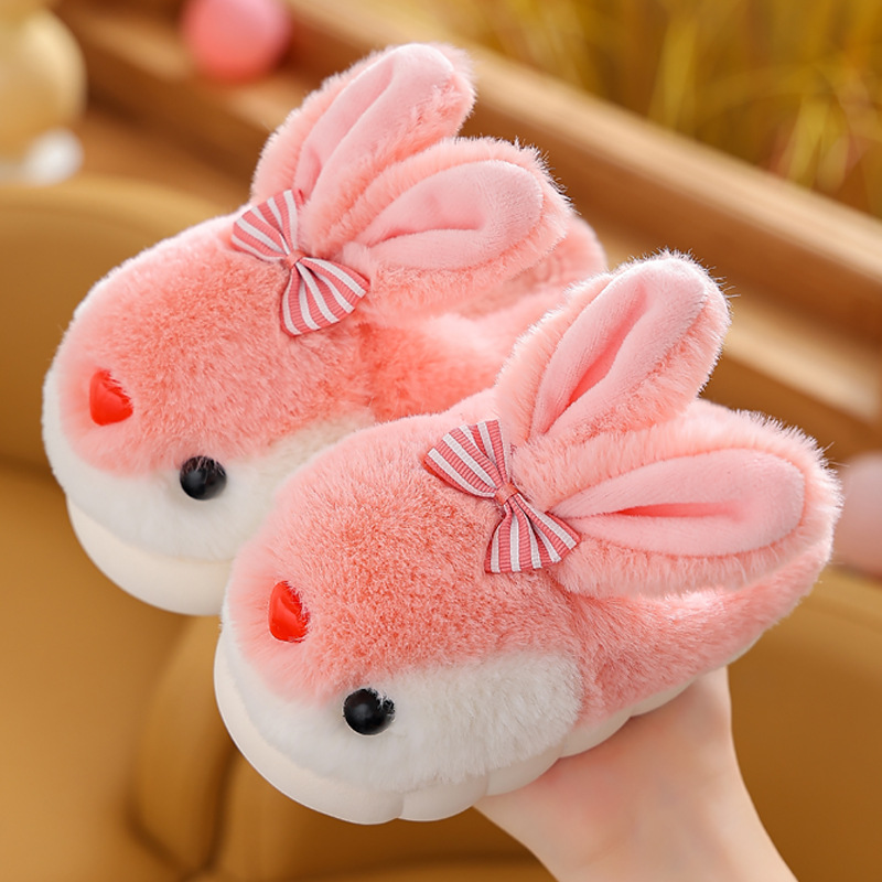 Children's cotton slippers winter cartoon cute rabbit Boys Girls warm non-slip home kids plush slippers