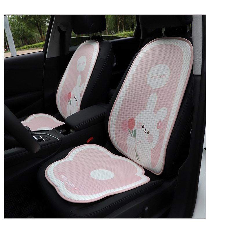 Cuscino per seggiolino auto Tulip Bunny quattro stagioni universale estivo fresco cuscino per seggiolino auto traspirante cuscino per seggiolino auto in seta di ghiaccio cartone animato_voghion.com