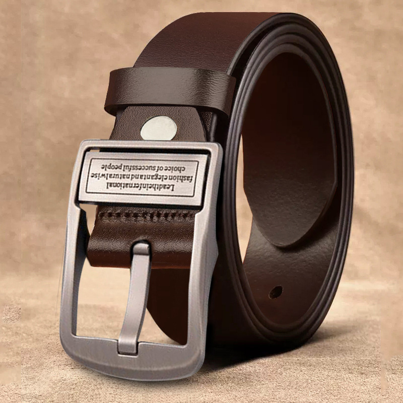 New Men's belt genuine leather pin buckle business casual cowhide Belt Men's trendy simple middle-aged and young men's pants belt