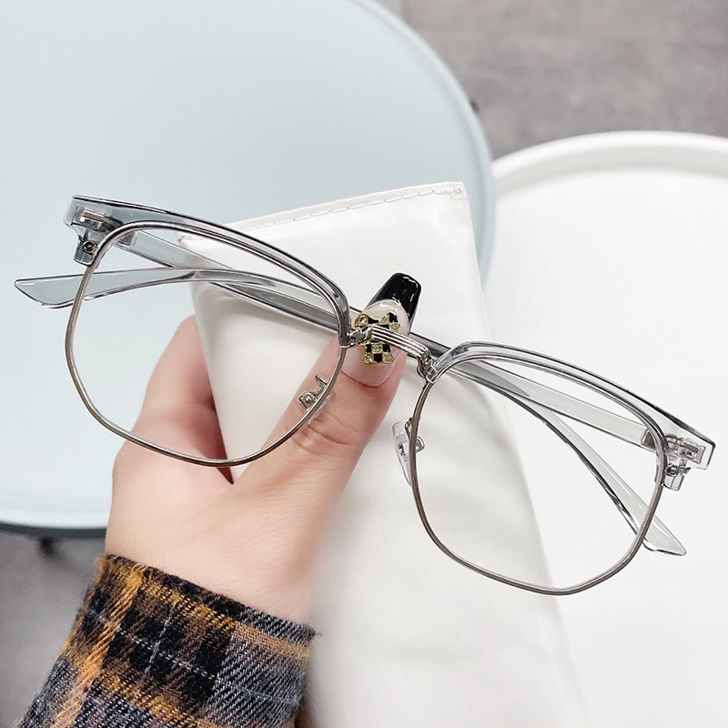 Duplex Handsome Half-frame Glasses Frame Men's Korean-style Sven Scum Myopia with Anti-blue Light Flat Eye Frame