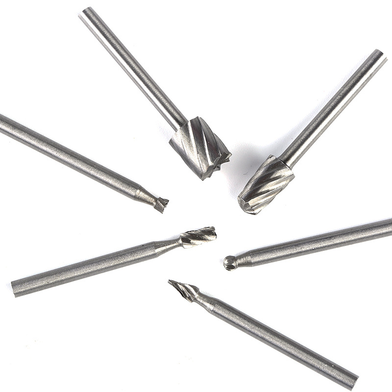 6-piece high-speed steel rotary file grinding head carving cutter milling cutter woodworking special-shaped rotary file small tooth file