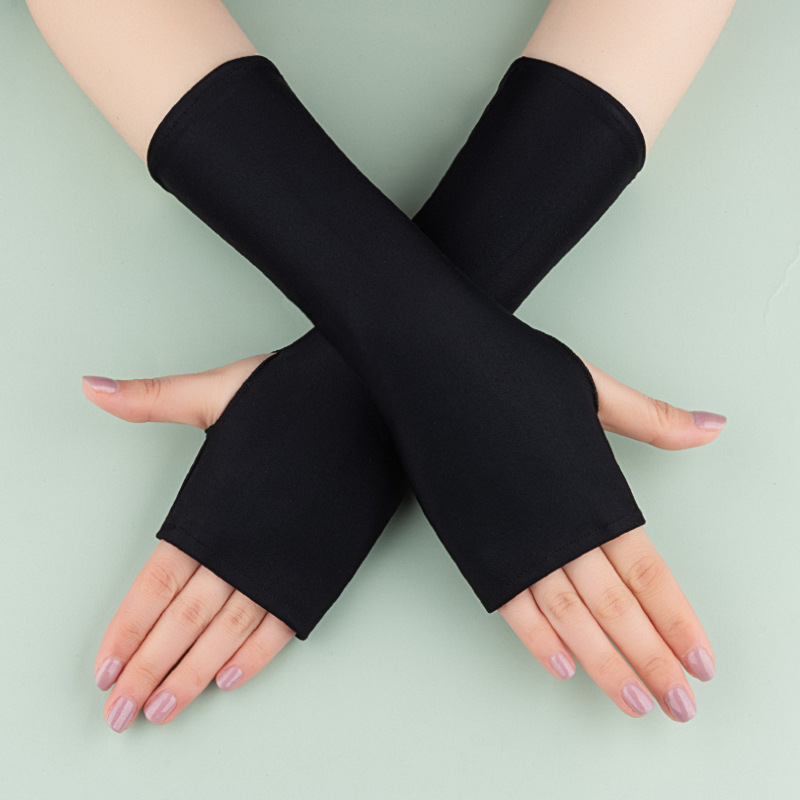 Summer Ice-cool Long Half-finger Sunscreen Sleeves Women's Ultraviolet Arm Protective Arm Sleeves Fake Sleeves Thin Riding Gloves