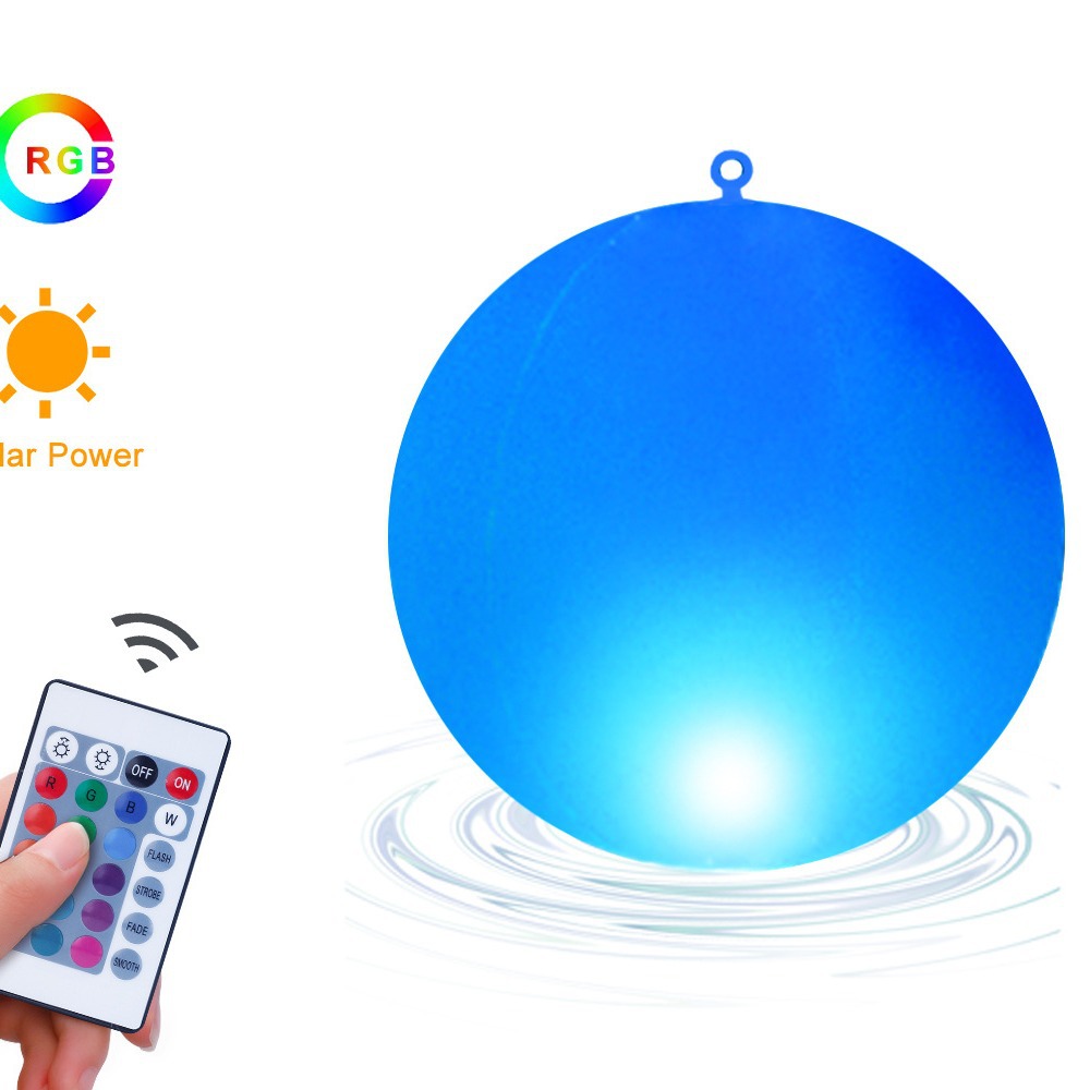 Amazon outdoor waterproof colorful solar swimming pool light LED inflatable luminous beach floating ball courtyard hanging light
