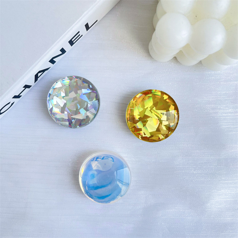 Colorful Gradient Crystal Ball Airbag Bracket Lazy Desktop Support Retractable Back Sticky Transparent Mobile Phone Bracket