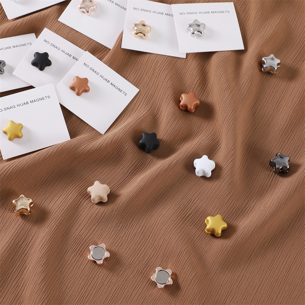 Cross-Border Star alloy bright matte strong magnetic buckle neck clip anti-running pin cap needle scarf buckle a pack