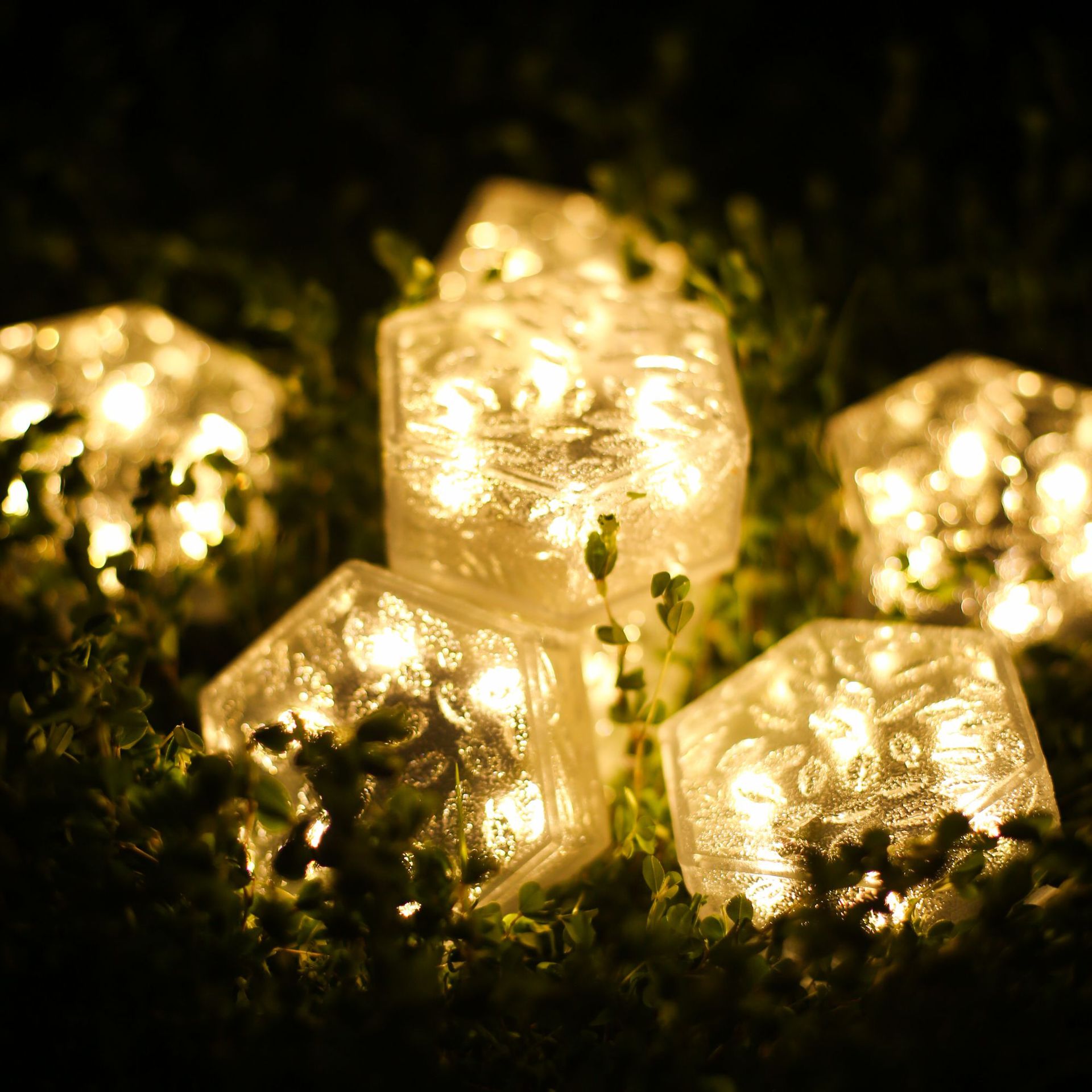 Solar Garden lamp outdoor decoration hexagonal ice tile buried decoration solar garden lamp imitation glass floor tile lamp