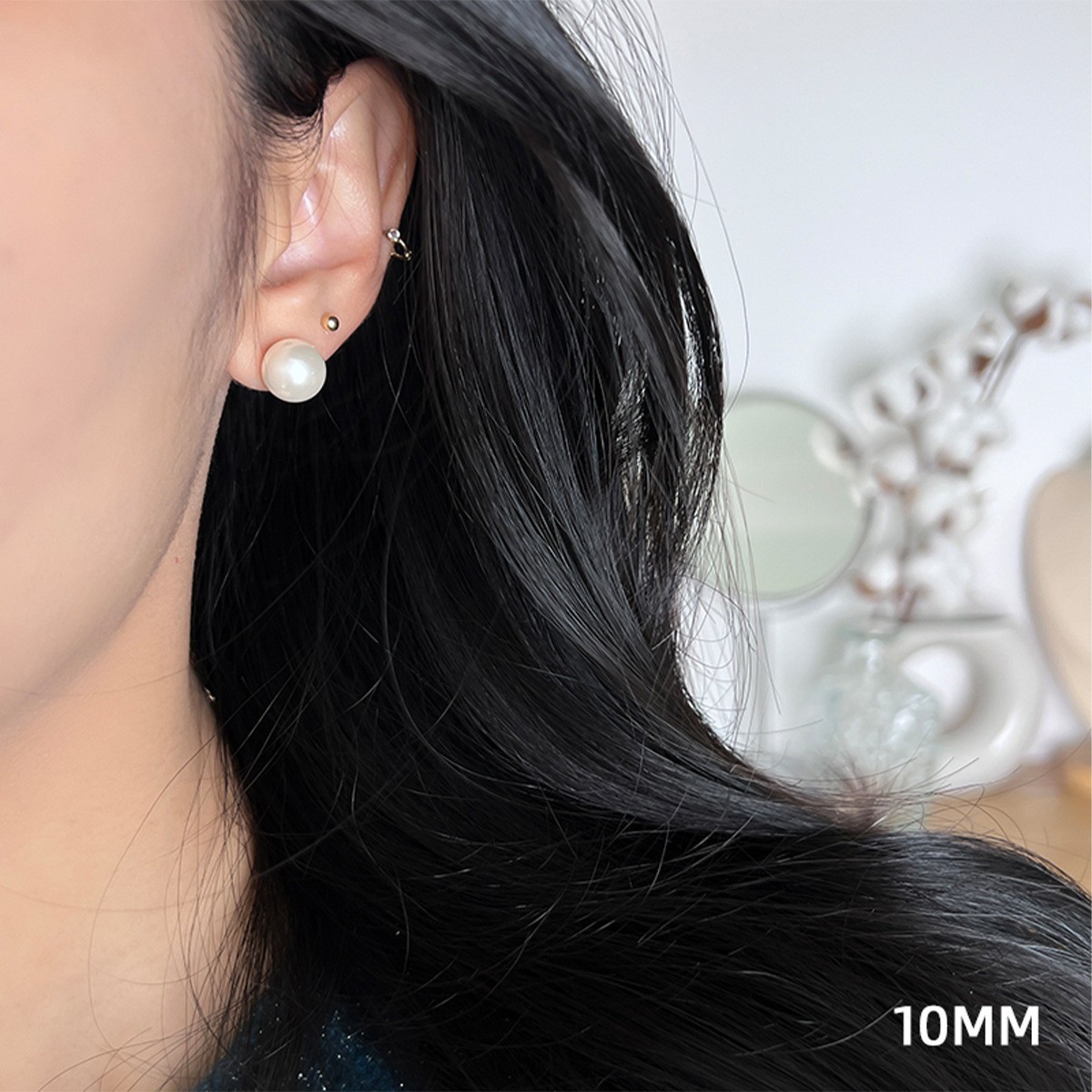 EH0244(10MM white pearl pair)