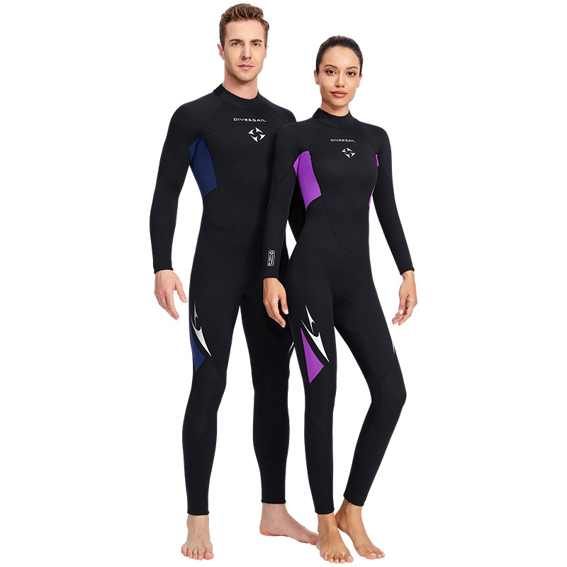 DIVE & SAIL diving suit 3MM men's padded warm diving suit women's one-piece jellyfish suit deep diving surfing winter bathing suit