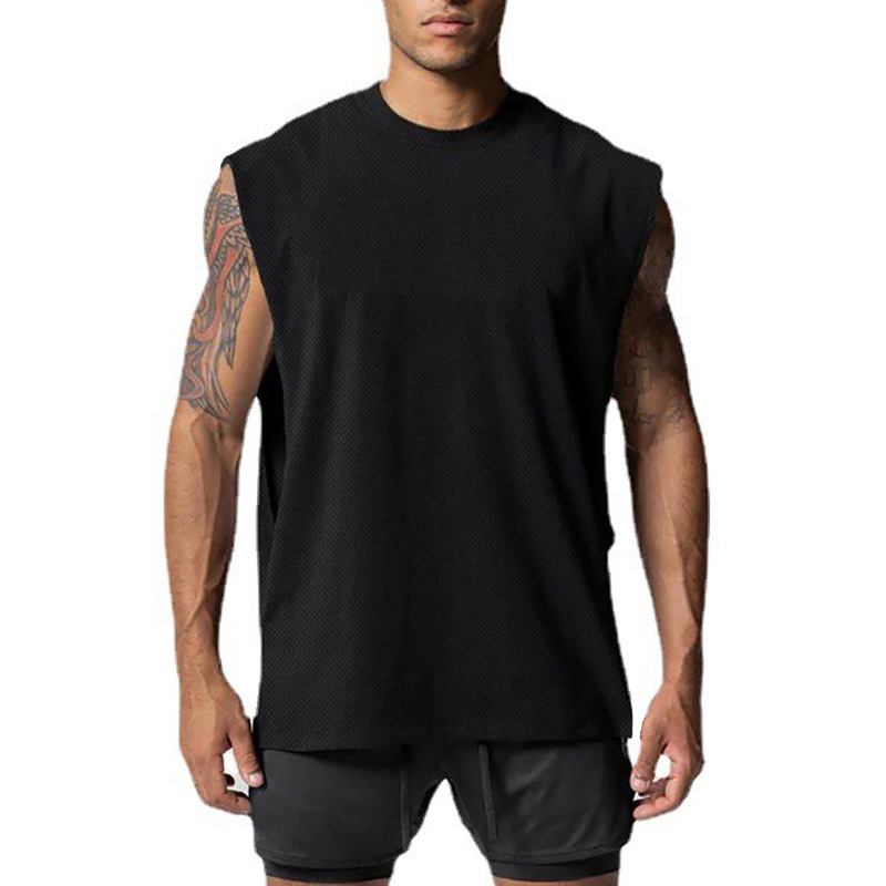 Summer men's quick-drying sports vest fitness rolled iron sleeveless clothes breathable waistcoat T-shirt new men's top