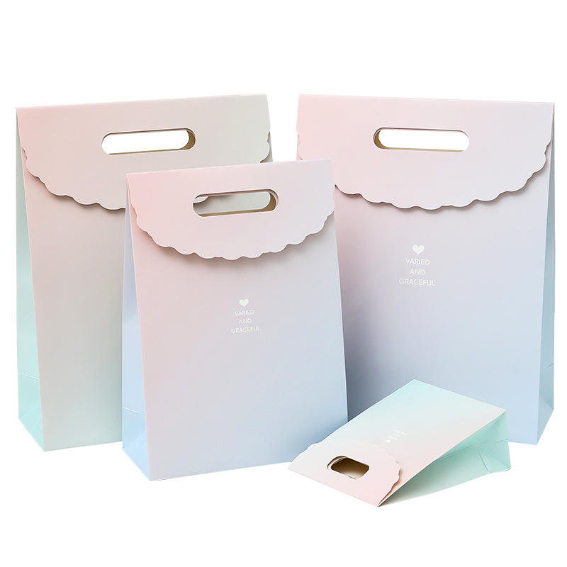 ins style two-color gradient gift bag clothing store handbag Mother's Day Valentine's Day paper bag Teacher's Day gift bag