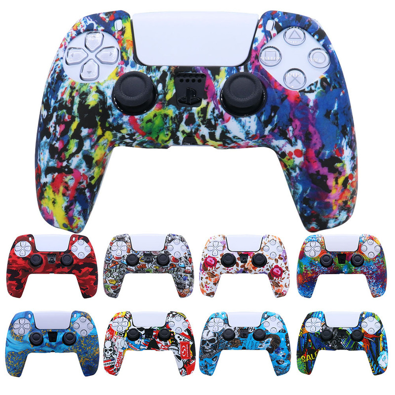 Ps5シリカゲルカバーゲームハンドルシリカゲルカバー迷彩透かしカバー保護カバースプレー手触り水彩カバーps5アクセサリー|undefined