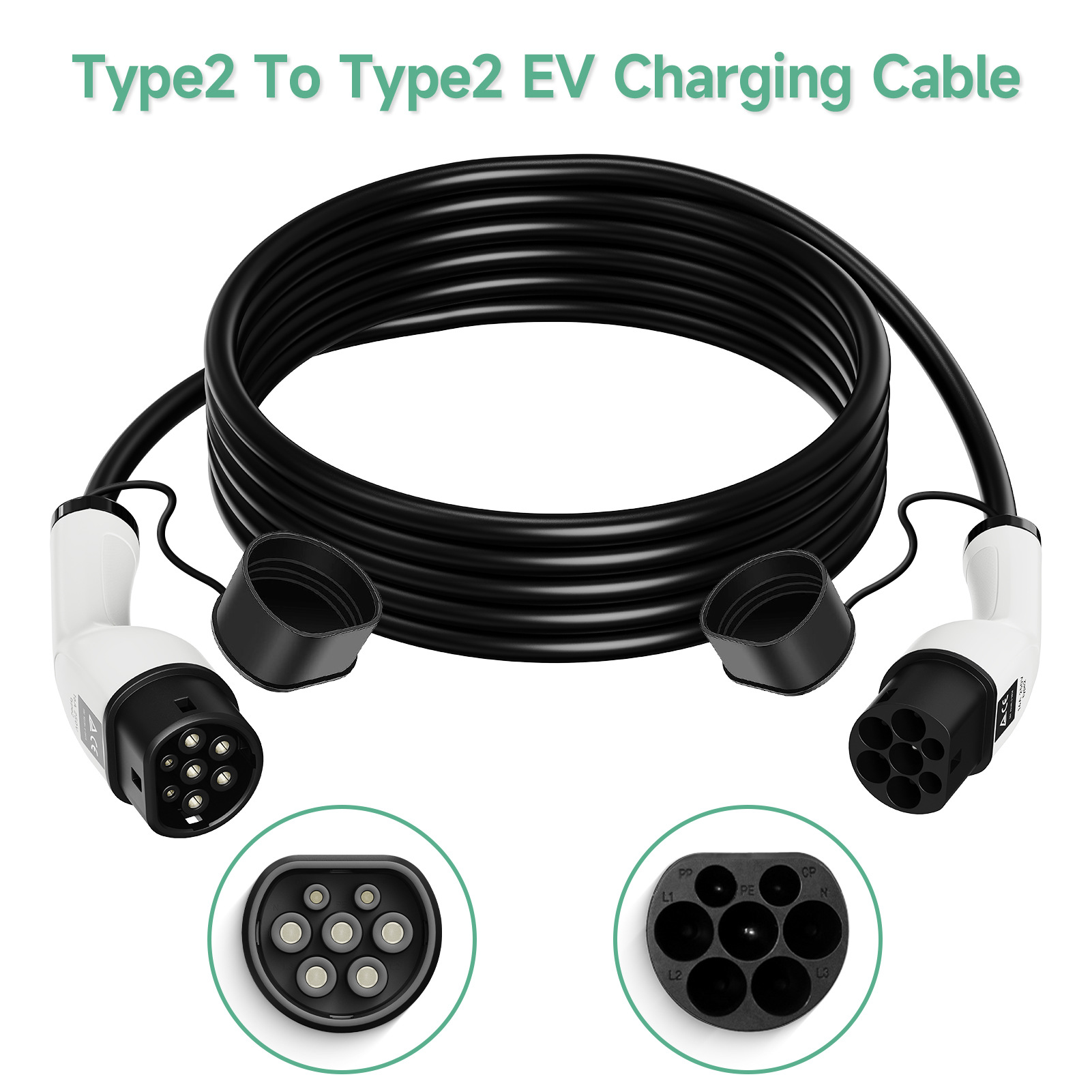 European standard charging double-headed gun new energy car charger 16A/380V three-phase 5M Portable charging gun