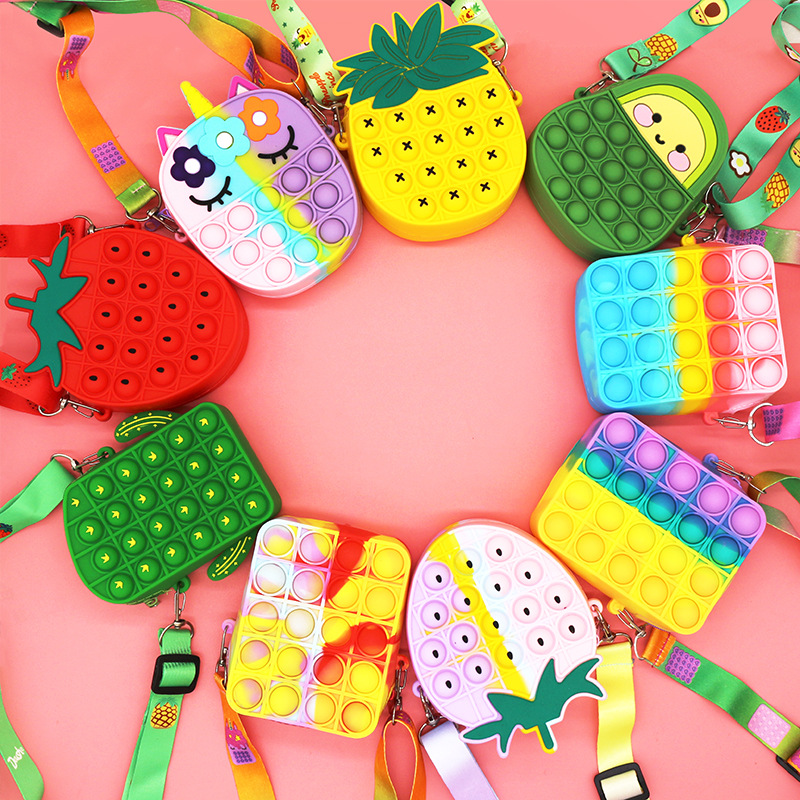 Explosive Unicorn Bag Silicone Coin Purse Puzzle Bubble Rodent Control Bag Shoulder Bag Crossbody Bag Press Bag