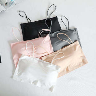 Summer Ice Silk seamless all-match sling beautiful back tube top underwear Korean students with chest pad vest cross-border foreign trade