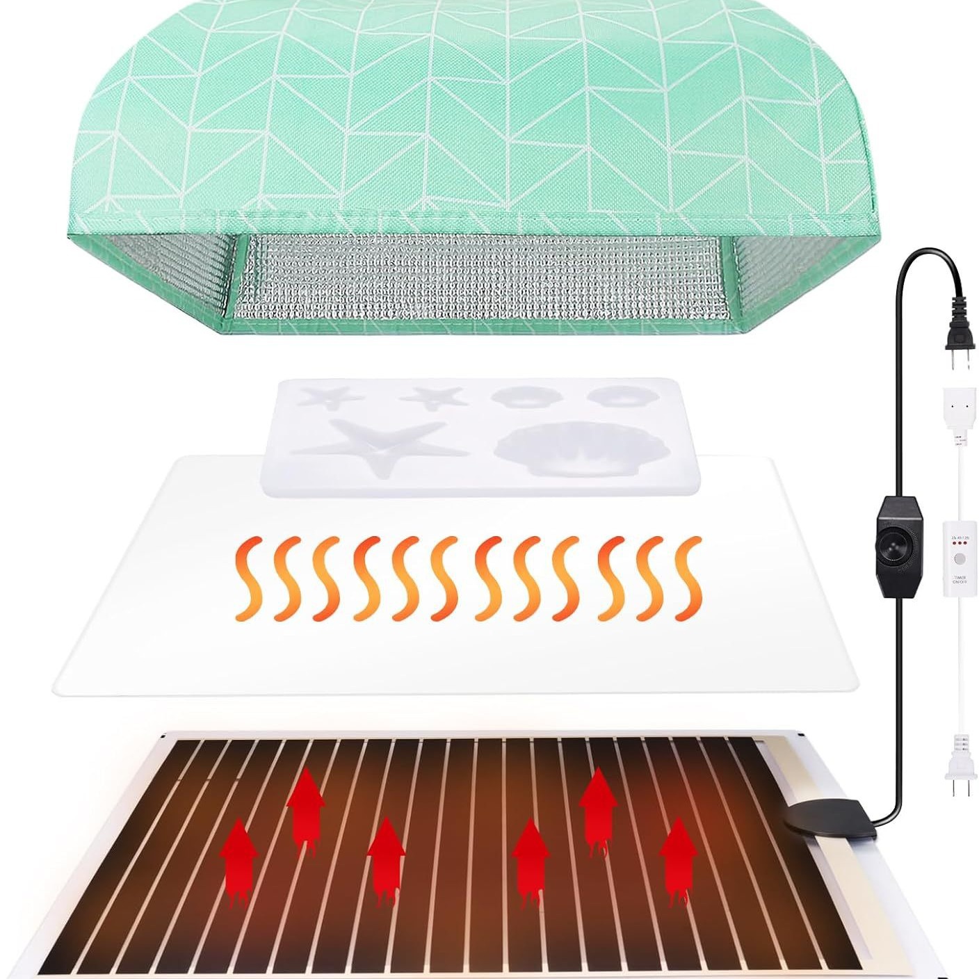 Resin mold heating pad suit epoxy resin dryer kit with timer cover silicone pad mold