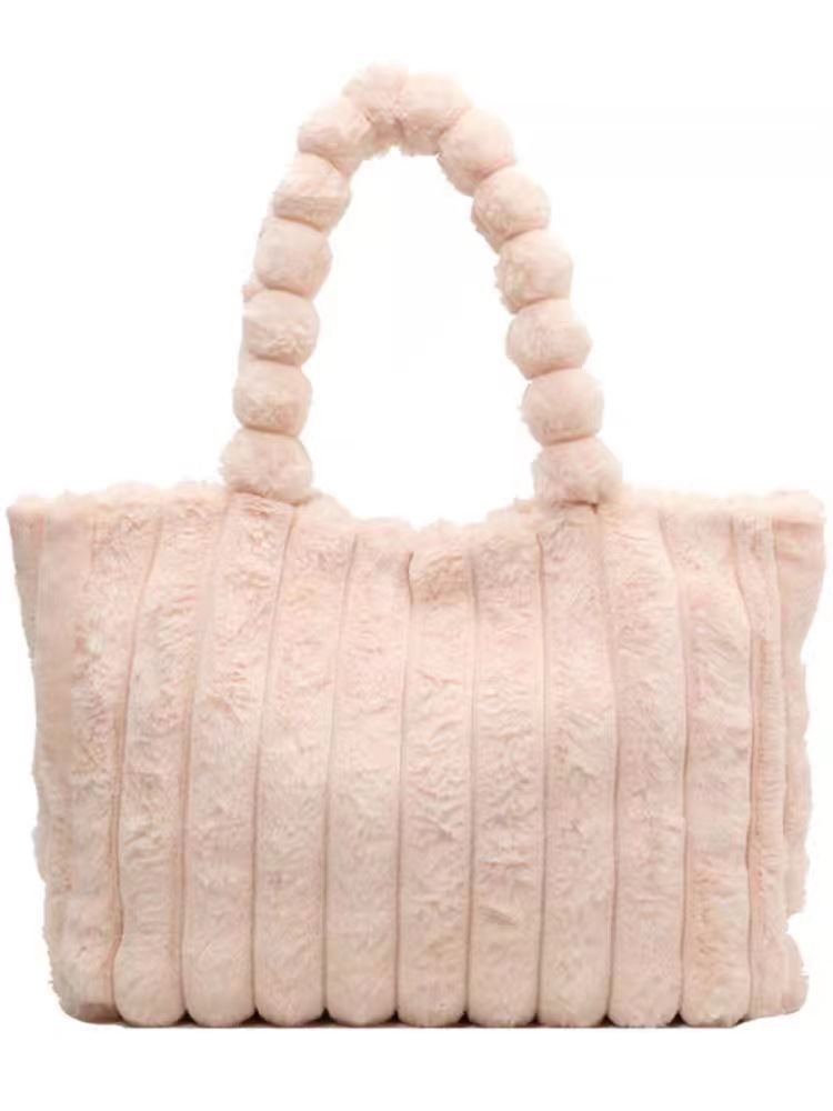 Autumn and winter New 2023 fashion plush shoulder bag personality simple corduroy tote bag large capacity furry handbag