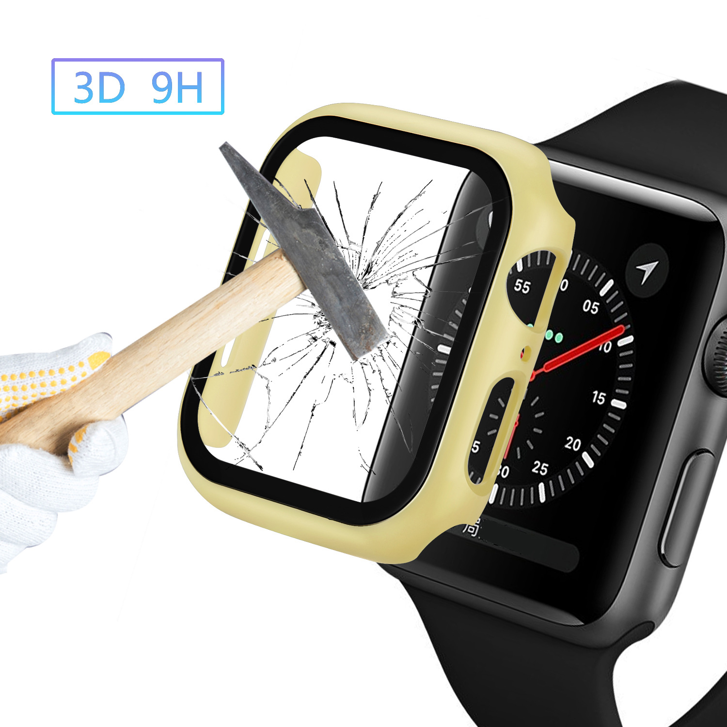 Для Apple Watch чехол iwatch 7/SE/6/5/4321 защитный чехол PC + закаленная пленка интегрированный защитный чехол