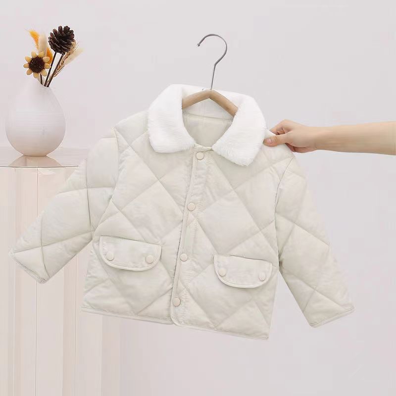 Amazon children's clothing autumn and winter children's Korean down cotton-padded jacket boys and girls baby thick warm fur collar coat winter clothing