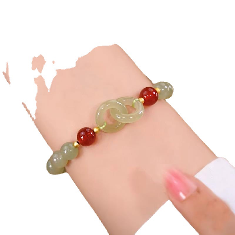 Internet celebrity popular ring buckle chalcedony ring bracelet female light luxury niche design fashion temperament bracelet gift